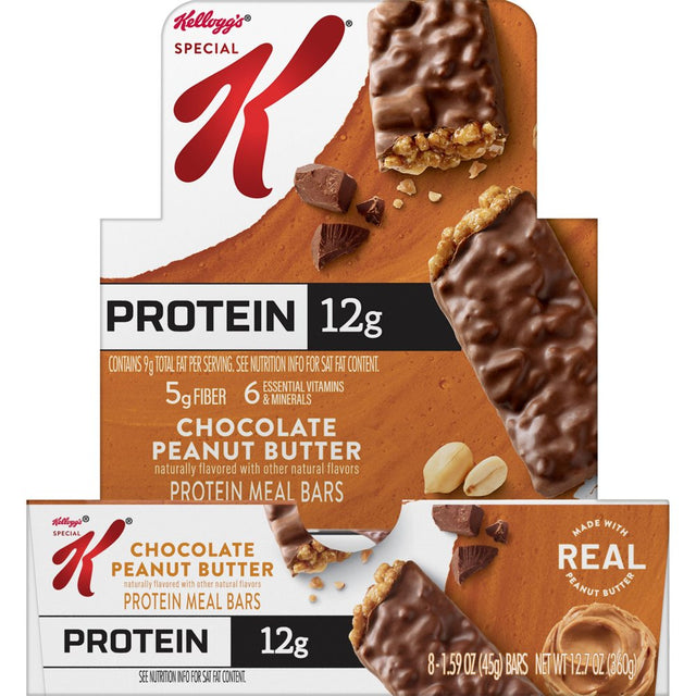 Kellogg'S Special K Chocolate Peanut Butter Chewy Protein Bars, Ready-To-Eat, 12.7 Oz, 8 Count