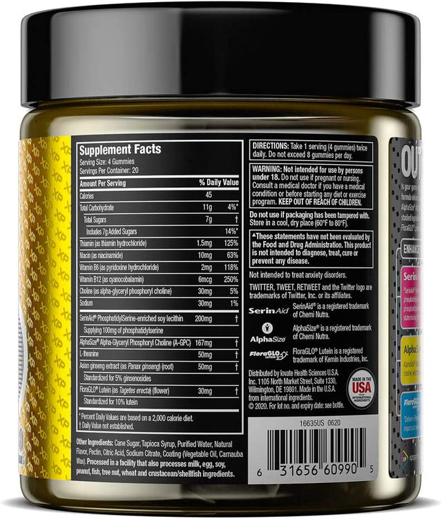 Gummies Enhanced Mental Clarity and Stress Tolerance + Eye Health Support Formulated for Esports Athletes, Gamers and Biohackers Sour Citrus Jujube, 80 Gummies (20 Servings)