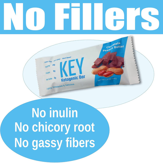 Key Keto Bars - Chocolate Peanut Butter Keto Bars - Keto Protein Bars Are Keto Snacks and Keto Food on the Go. High Fat, Low Carb.12 Pack Key Bars