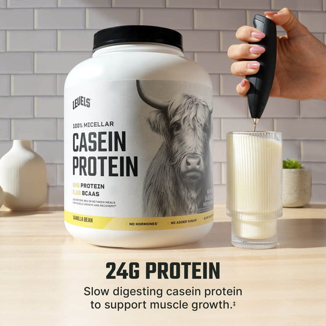 Levels 100% Micellar Casein Protein Powder, Hormone Free, Chocolate, 2LB