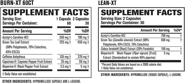 Jacked Factory Burn XT Thermogenic Fat Burner & Lean XT Caffeine Free Weight Loss Supplement