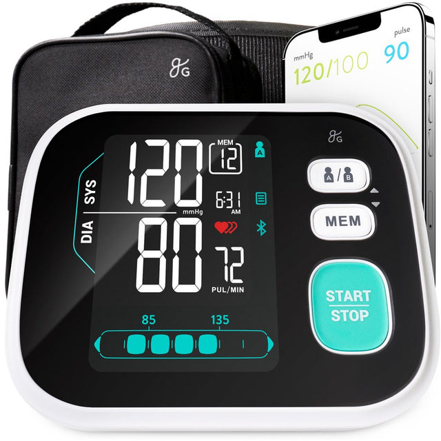 Greater Goods Smart Pro-Series Blood Pressure Monitor (BT), Upper Arm Smart BPM with Large Backlit LCD, Premium Hardware