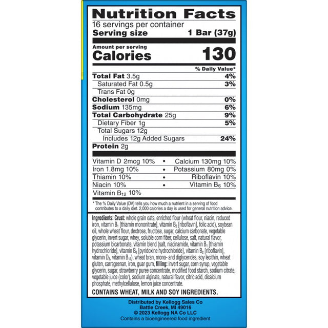 Kellogg'S Nutri-Grain Strawberry Chewy Soft Baked Breakfast Bars, Ready-To-Eat, 20.8 Oz, 16 Count