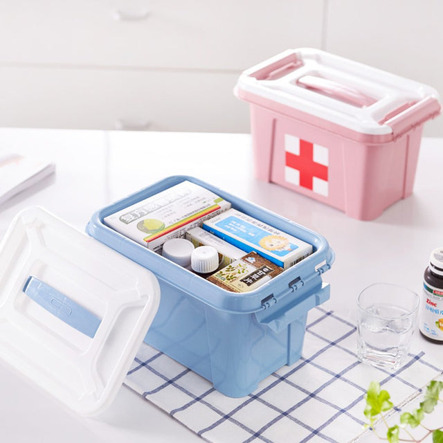 Frogued Portable Plastic Home Medicine Case Health Care Pills First Aid Kit Storage Box