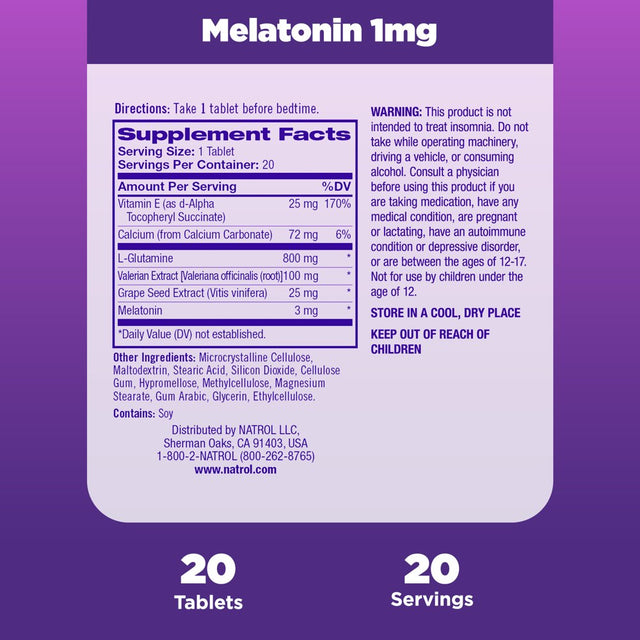 Natrol Sleep N Restore Tablets, Sleep Aid Support Supplement, 20 Count