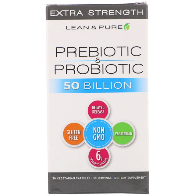 Lean & Pure Prebiotic & Probiotic Complete, Extra Strength, 50 Billion, 30 Vegetarian Capsules