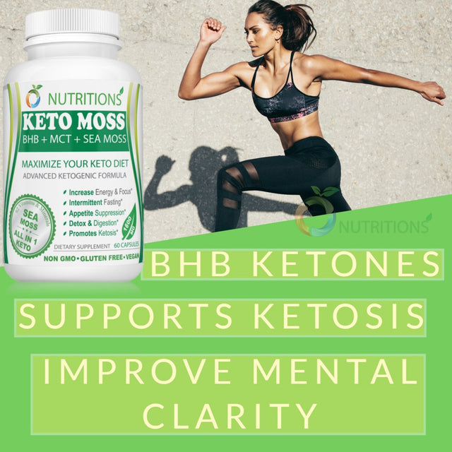Keto Moss Vegan All in One KETO Pills with BHB Salt, MCT Powder, and Sea Moss