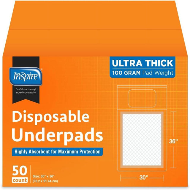 Inspire Absorbent Bed Pads for Incontinence Disposable XL 30 X 36 Super | the Peach Pad Ultra Thick & Absorbent 100 Grams 3G SAP Incontinence Bed Pads and Bed Liner Chucks Pads Puppy Pads Large