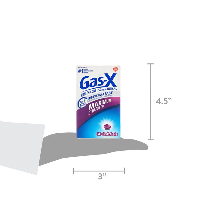 Gas-X Maximum Strength Simethicone Medicine for Fast Gas Relief Softgels, 30 Count