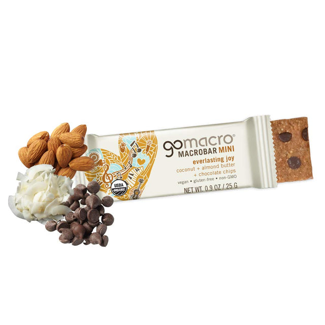 Gomacro Macrobar Organic Vegan Protein Bars + Macrobar Mini Organic Vegan Snack Bars