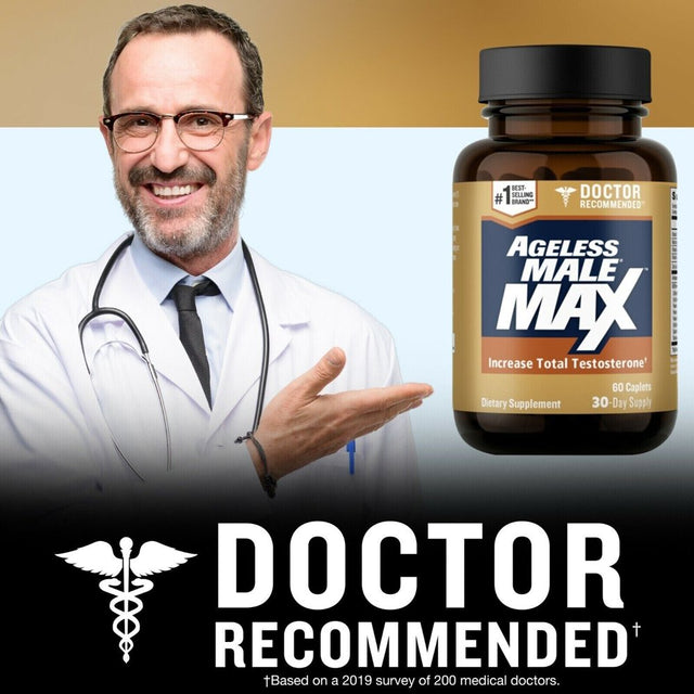 Ageless Male Max - Dietary Supplement for Men - Testosterone Booster - Stamina and Strength Booster - Enhances Muscles and Energy - 60 Caplets