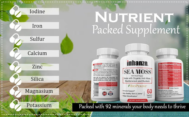 2 Pack Sea Moss & Cleanse, Organic Irish Moss, Burdock, Bladderwrack, Cleanser Detoxifier, Essential Minerals.