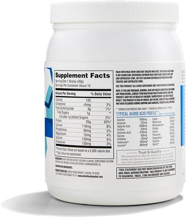 365 by Whole Foods Market, Vanilla Whey Protein Isolate, 15.9 Ounce
