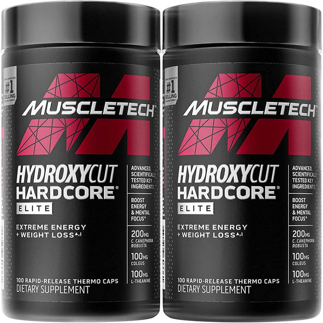 Hydroxycut Weight Loss Pills for Women & Men Hardcore Elite , Weight Loss Supplement Pills , Weightloss Energy Pills , Metabolism Booster for Weight Loss , 100 Count (Pack of 2) 100 Count (Pack of 2) Brown