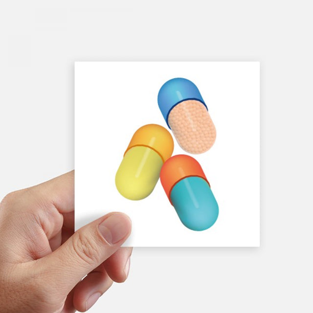 Health Care Products Capsule Pill Pattern Sticker Square Waterproof Stickers Wallpaper Car Decal