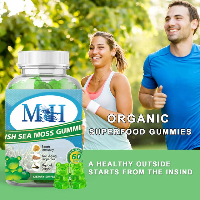 Irish Sea Moss Gummies 1600Mg Organic Seaweed Nutritional Supplement to Support Metabolism, Thyroid & Gut Health