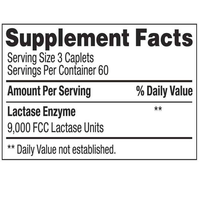Lactase Enzyme 180 Caplets Generic Lactaid Original Strength