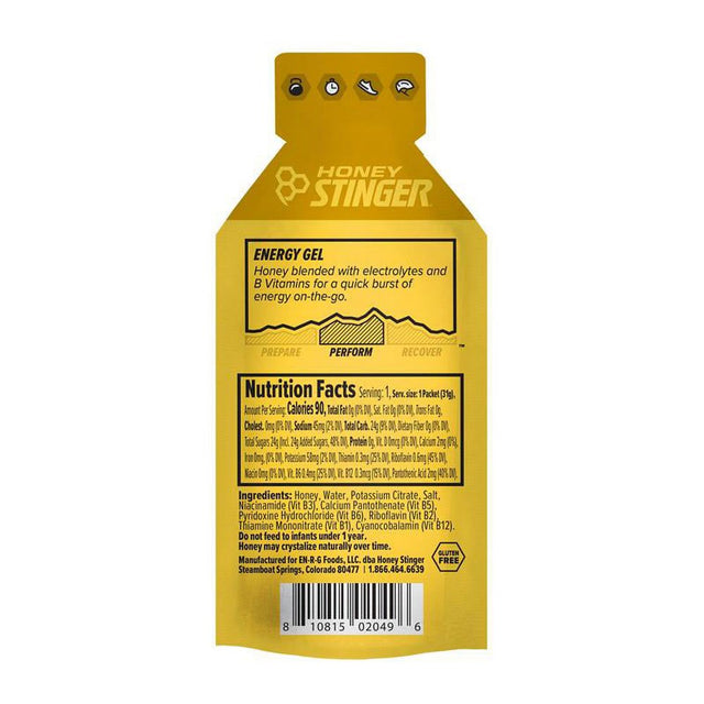 Honey Stinger On-The-Go Energy Gel Snack Pouches, Gold, 24 Ct, 1.2 Oz