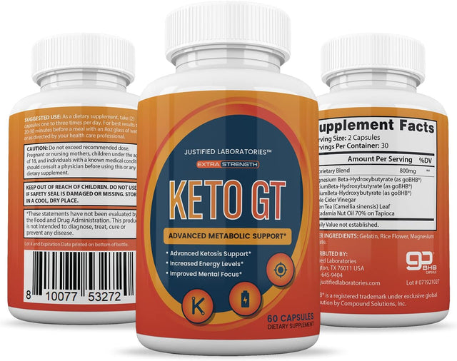 Keto GT Max 1200MG Includes Apple Cider Vinegar Gobhb Exogenous Ketones Keto Pills Supplement Premium Ketosis Support for Men Women 60 Capsule