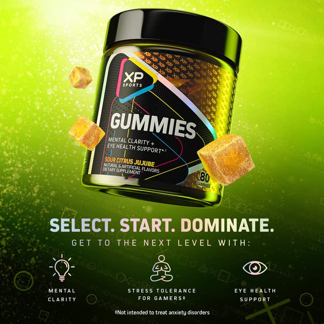Gummies Enhanced Mental Clarity and Stress Tolerance + Eye Health Support Formulated for Esports Athletes, Gamers and Biohackers Sour Citrus Jujube, 80 Gummies (20 Servings)