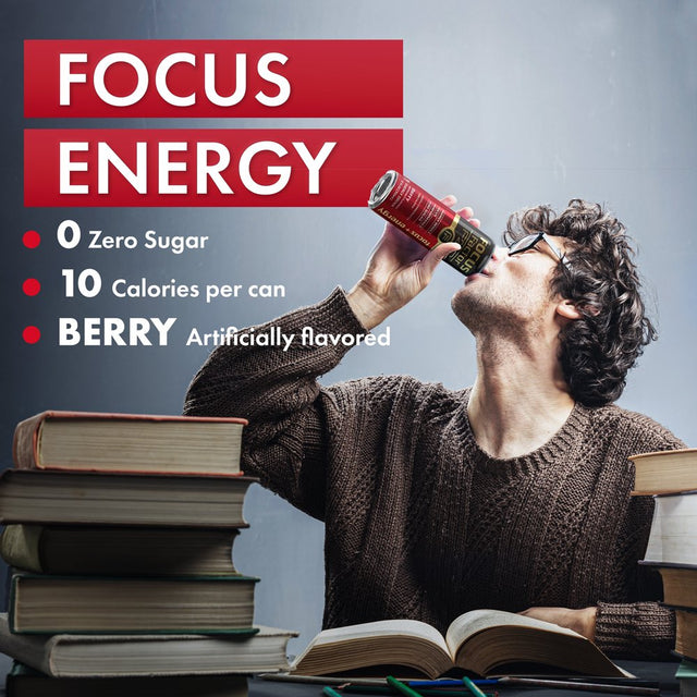 Focus Factor F29 Nootropic Focus + Energy Drink (Berry Flavor) – Sugar Free, Pack of 4 – Lightly Carbonated – 10 Calories per Serving – Nootropic Beverage