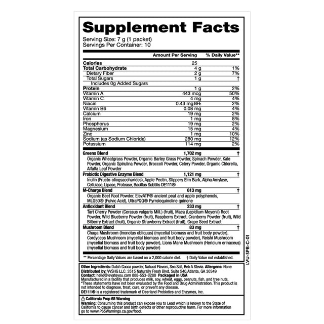 L'Evate You Vitality Daily Greens - Dietary Supplement - Chocolate - 10 Count