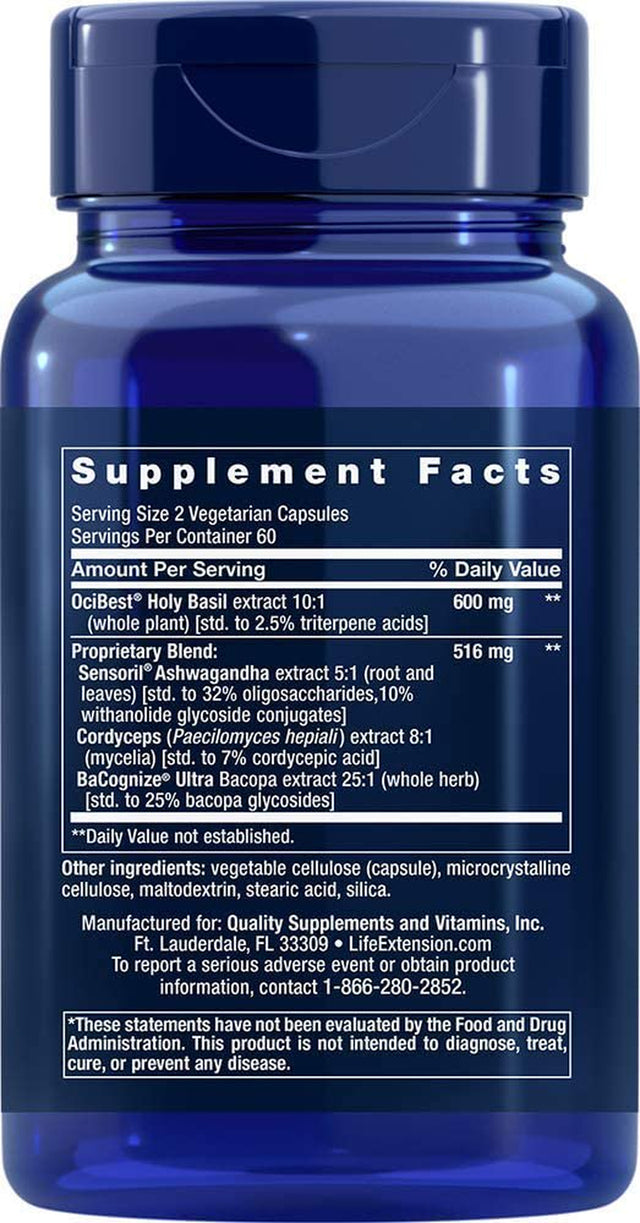 Life Extension Adrenal Energy Formula 120 Vegetarian Capsules - 2 Pack