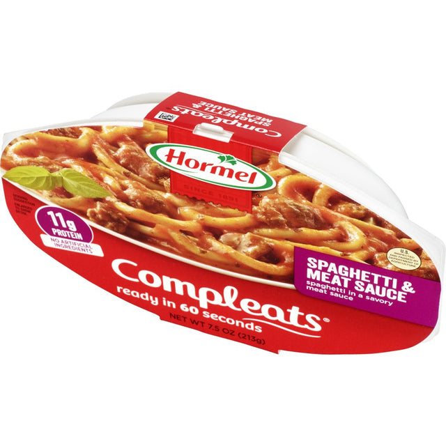 HORMEL COMPLEATS Spaghetti & Meat Sauce, Shelf Stable, 7.5 Oz Plastic Tray