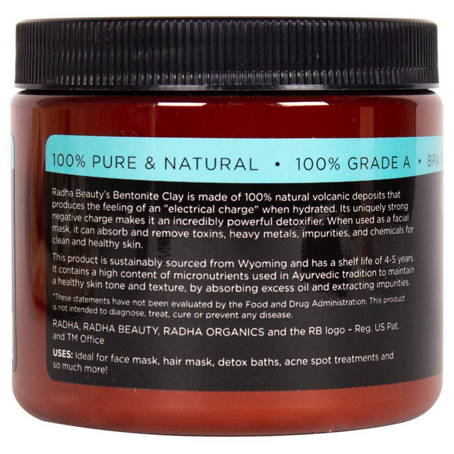 Indian Healing Clay Face & Body Mask - 100% Pure Bentonite Clay, 1Lb.