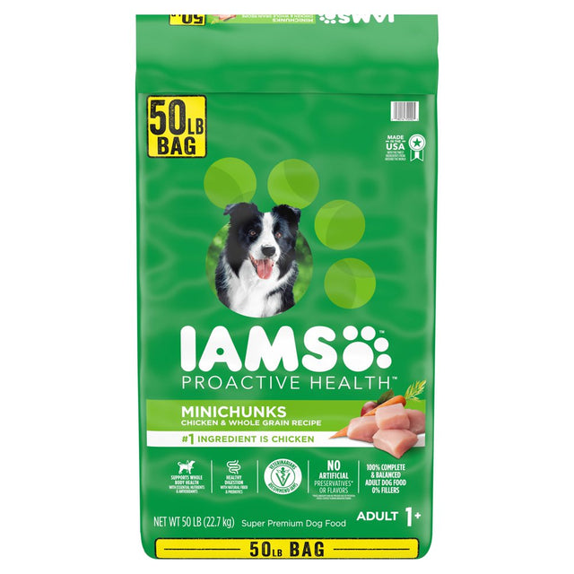 IAMS Proactive Health Chicken Flavor Minichunks Dry Dog Food for Adult, 50 Lb. Bag