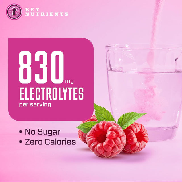 KEY NUTRIENTS Electrolytes Powder Packets - Juicy Raspberry 40 Pack Hydration Packets - Travel Hydration Powder - No Sugar, No Calories, Gluten Free - Made in USA