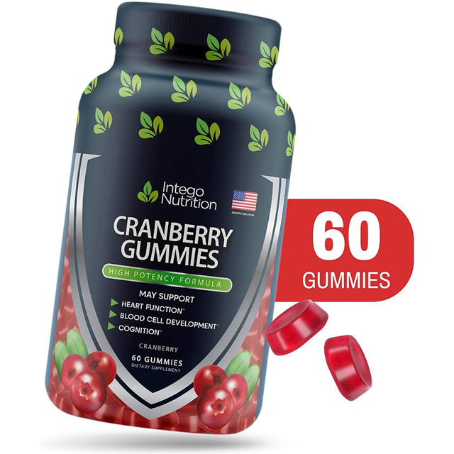 Intego Nutrition Cranberry Gummies for Urinary Health & Kidney Support, 60 Count