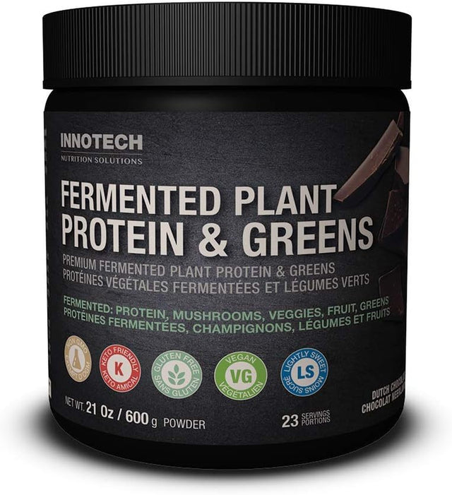 Innotech Nutrition Solutions Fermented Plant Protein & Greens Chocolate Lightly Sweetened - 600 G