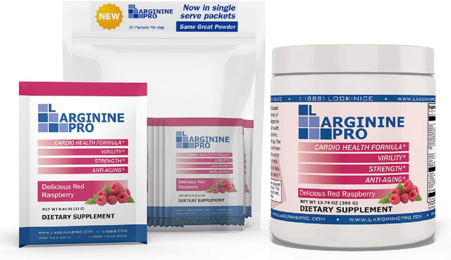 L-ARGININE PRO, L-Arginine Supplement - 5,500Mg of L-Arginine plus 1,100Mg L-Citrulline - Jar + Packets Set, Powder (Raspberry, Jar+30Packets)