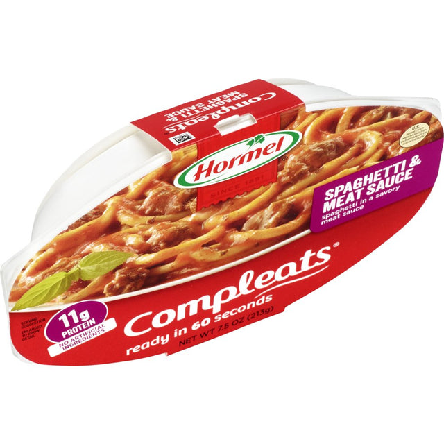 HORMEL COMPLEATS Spaghetti & Meat Sauce, Shelf Stable, 7.5 Oz Plastic Tray
