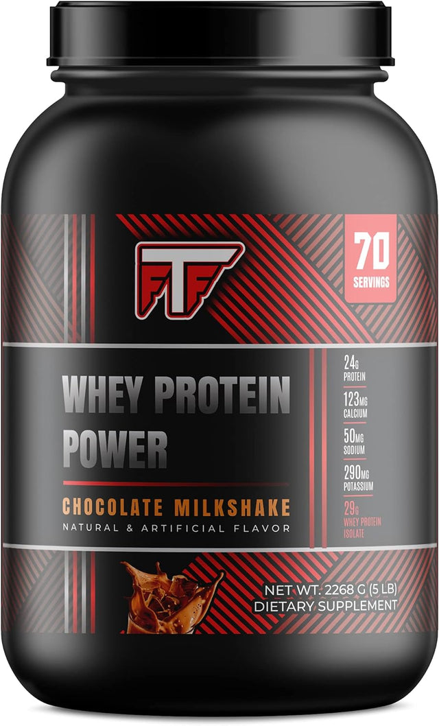 5Lb 100% Whey Protein Chocolate Milkshake- 70 Servings, Build Muscle, Endurance, and Strength