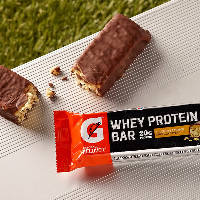 Gatorade Whey Protein Bars, Variety Pack, 2.8 Oz Bars (Pack of 18) & Whey Protein Bars, Chocolate Caramel, 2.8 Oz Bars (Pack of 12, 20G of Protein per Bar)