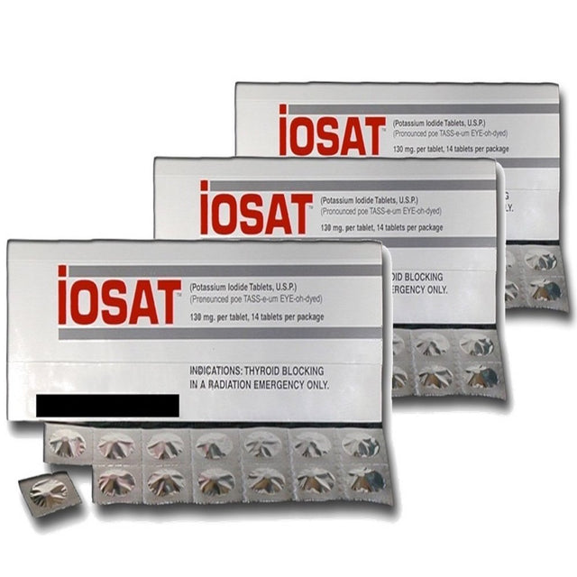 IOSAT KI Potassium Iodide Tablets 130 MG X 14 Tablets Pack / Expiry Year 2032 / FDA Approved - Pack of 1