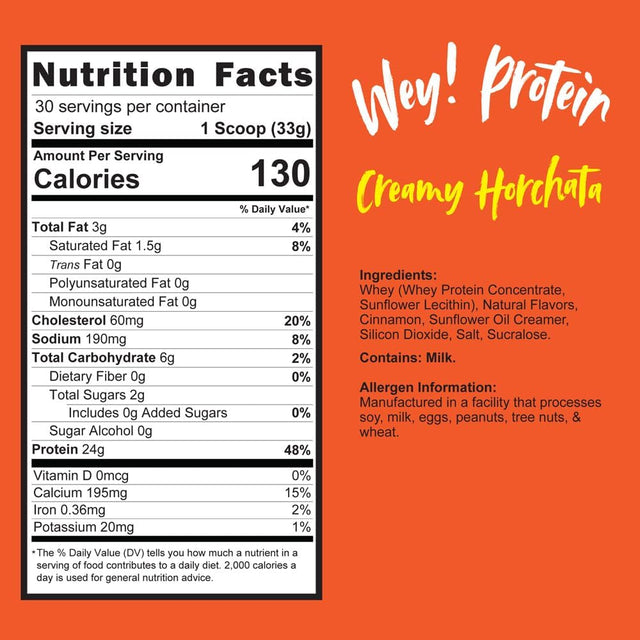 Horchata - Whey Protein, Traditional Mexican Flavor, Sugar-Free, Gluten-Free, 23G Protein, Made in USA (30 Servings, 2.2Lbs)