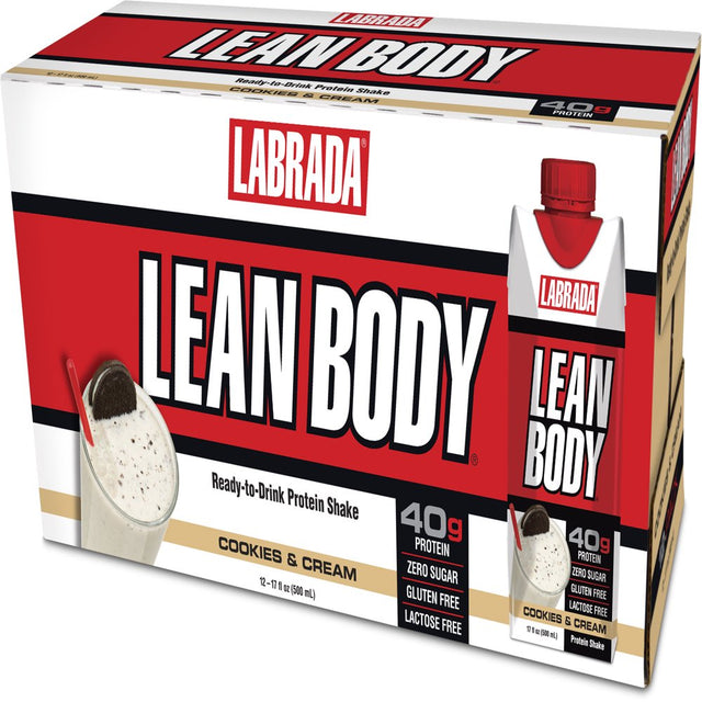 Labrada Lean Body Protein Shake, Cookies & Cream, 40G Protein, 17 Fl Oz, 12 Ct