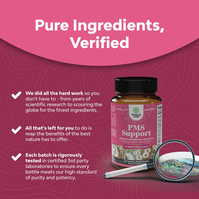 Advanced PMS Support Supplement for Women - Multibenefit PMS Relief Complex for Low Energy Mood Support Period Cramps and Bloating Relief for Women - Menstrual Hormonal Balance for Women (60 Capsules)