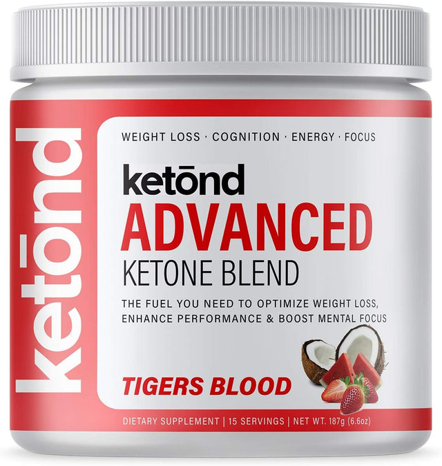 Ketond Exogenous Ketones Advanced Blend Drink Ketones for Rapid Weight Loss - Best Fuel for Energy, Mental Performance and Weight Loss - Tigers Blood (15 Servings)