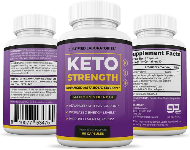 (5 Pack) Keto Strength Pills Includes Apple Cider Vinegar Gobhb Strong Exogenous Ketones Advanced Ketogenic Supplement Ketosis Support for Men Women 300 Capsules