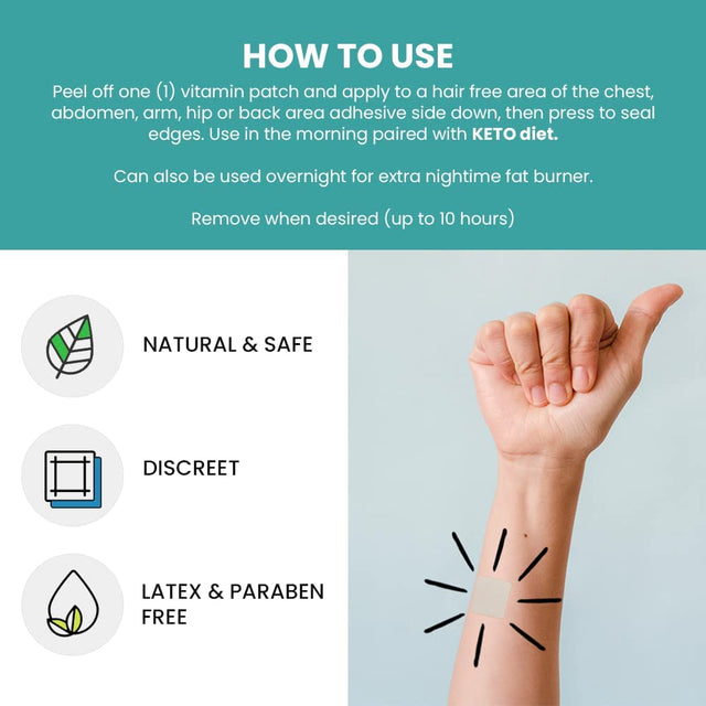 Keto with Apple Cider Vinegar Patch - Utilize Fat for Energy with Ketosis, Energy & Focus Support*, Manage Cravings, Metabolism Support* - 60 Day Supply