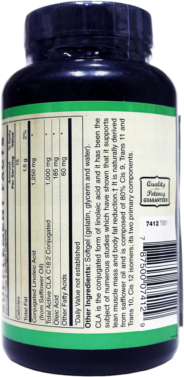 CLA (True Active Conjugated Linoleic Acid) • High Potency - Optimal 1:1 Ratio of Isomers• 1,250Mg Softgels