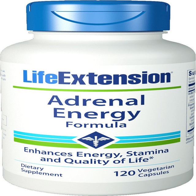 Life Extension Adrenal Energy Formula Vegetarian Capsules, 120 Ct