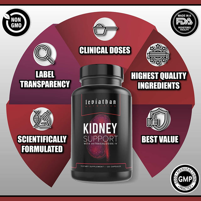 Leviathan Super Kidney Cleanse & Urinary Detox Formula | Optimal Kidney Health & Gallbladder Formula | Full Restore & Detox - Manage Kidney Stones | 120 Caps