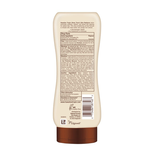 Hawaiian Tropic Sheer Touch Ultra Radiance Lotion Sunscreen SPF 15, 8Oz
