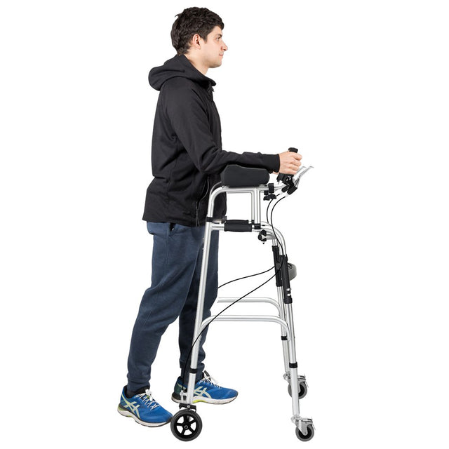 Gymax Folding Standard Walker Adjustable Rehabilitation Auxiliary Walking Frame