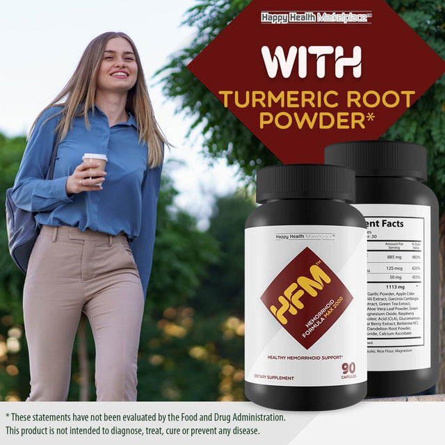 HFM Hemorrhoid Formula Max 2000 - Natural Hemorrhoid Support Supplement - Help Improve Circulation and Reduce Swelling for Discomfort Relief - Support Colon Health & Strain-Free Bowel Movements
